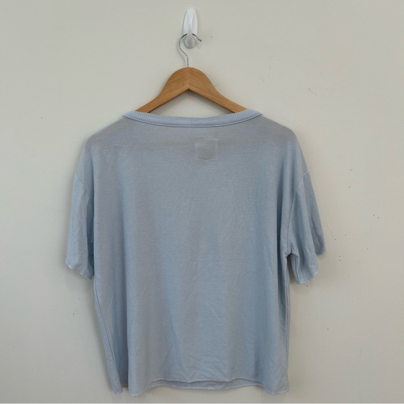 Chaser Top Womens Medium Blue Short Sleeves Blouse - Picture 2 of 7